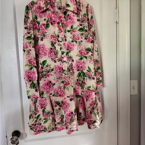 Tuckernuck Pink and Green Floral Long Sleeve Dress